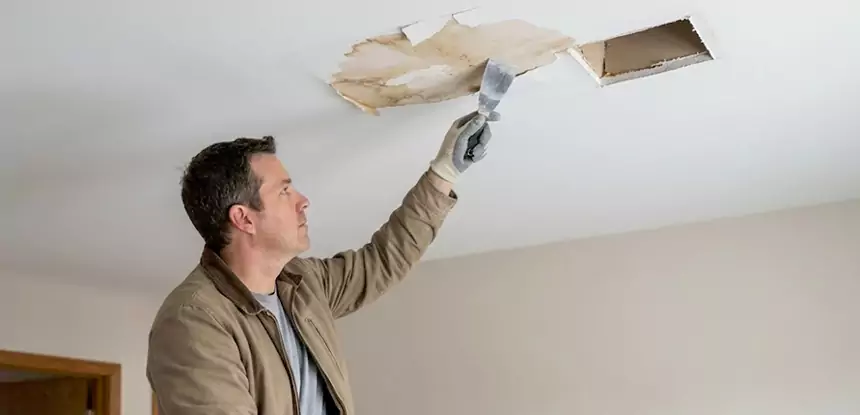 Ceiling Water Stain and Drywall Repair in Conley